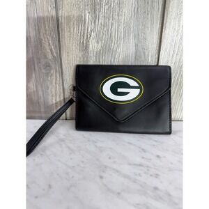 Green Bay Packers NFL Wristlet Clutch Bag Black The Northwest Company Envelope